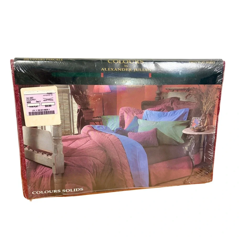 Vtg Dan River Colour by Alexander Julian Twin Flat Sheet NOS Sealed Fuchsia Plum